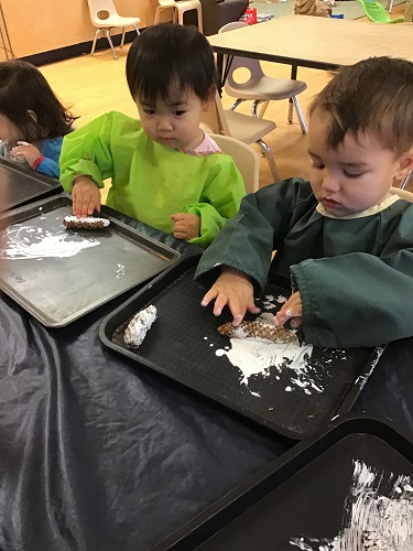 Painting with pinecones