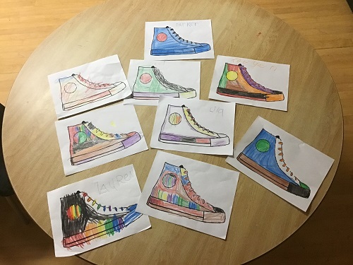 Collection of coloured shoes  