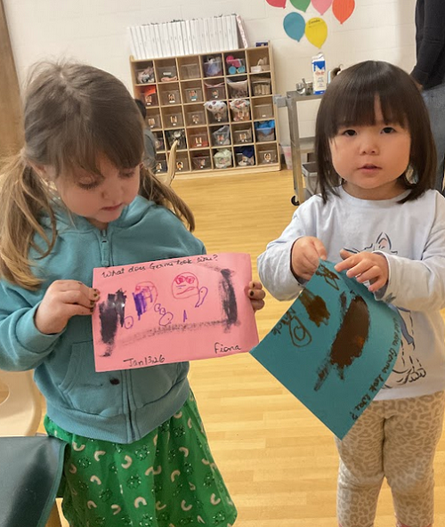 Children showing off their germs