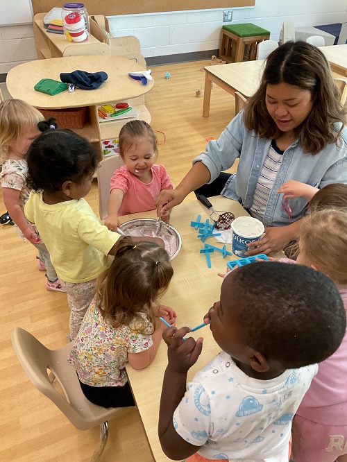 group of children making popsicles