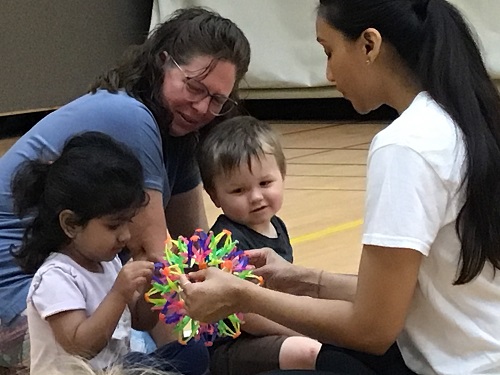 Toddlers practicing breathing