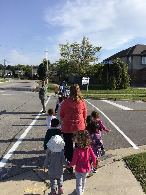 crossing the road