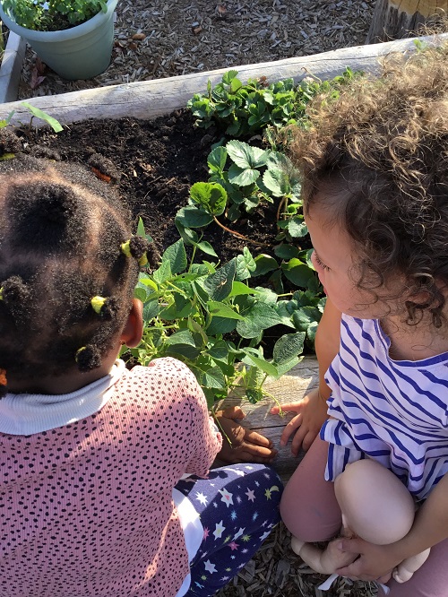 2 children at the garden