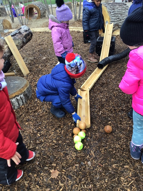 a group of children exploring ramps