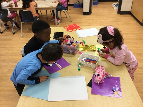 group pf children crafting